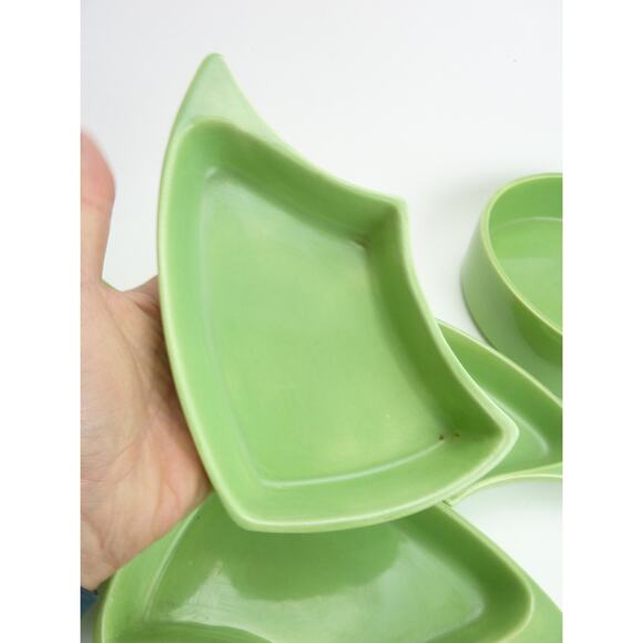 Vintage Mid Century Chip Dip Party Retro Hosting Condiment Plates Green - Picture 8 of 8
